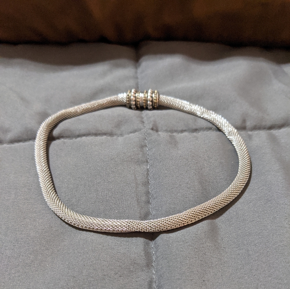 Silver Choker necklace snap together clasp